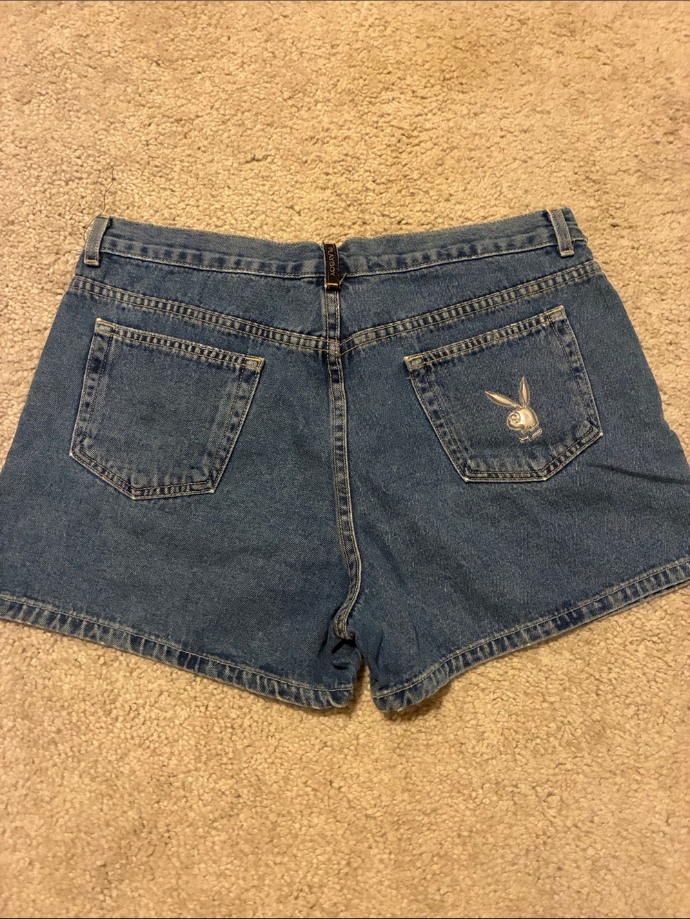 PLAYBOY Vintage Blue Denim Shorts with Bunny Patch